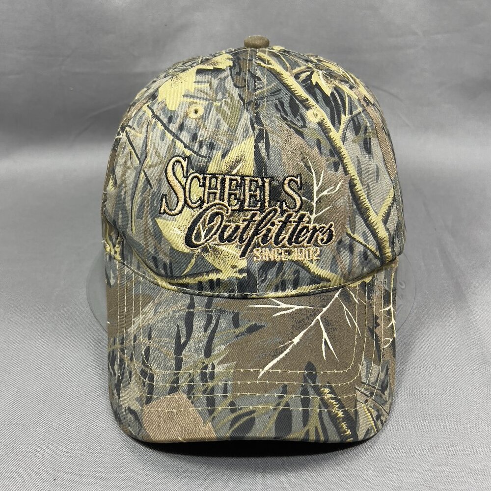 Scheels Outfitters Strapback Cap Hat Gray Camouflage Hunting Outdoor Gear Mens
